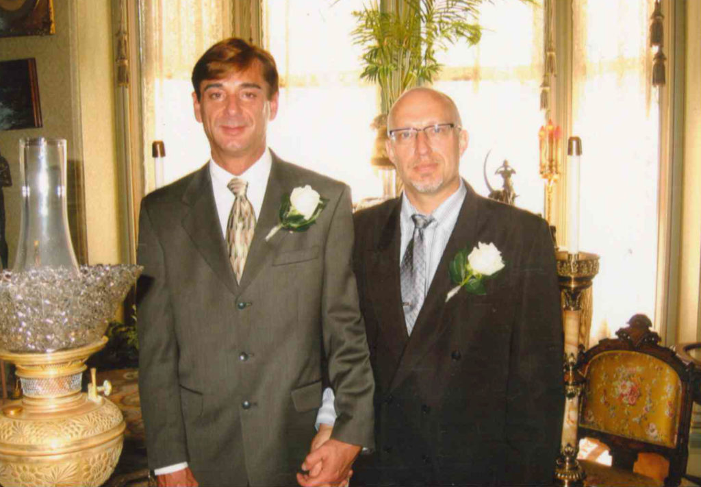 Thomas Conwell and Robert Pritchard on their wedding day