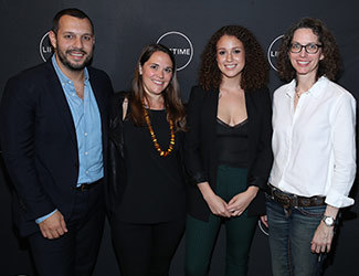 Alex Cooper and members of Trapped crew at premiere