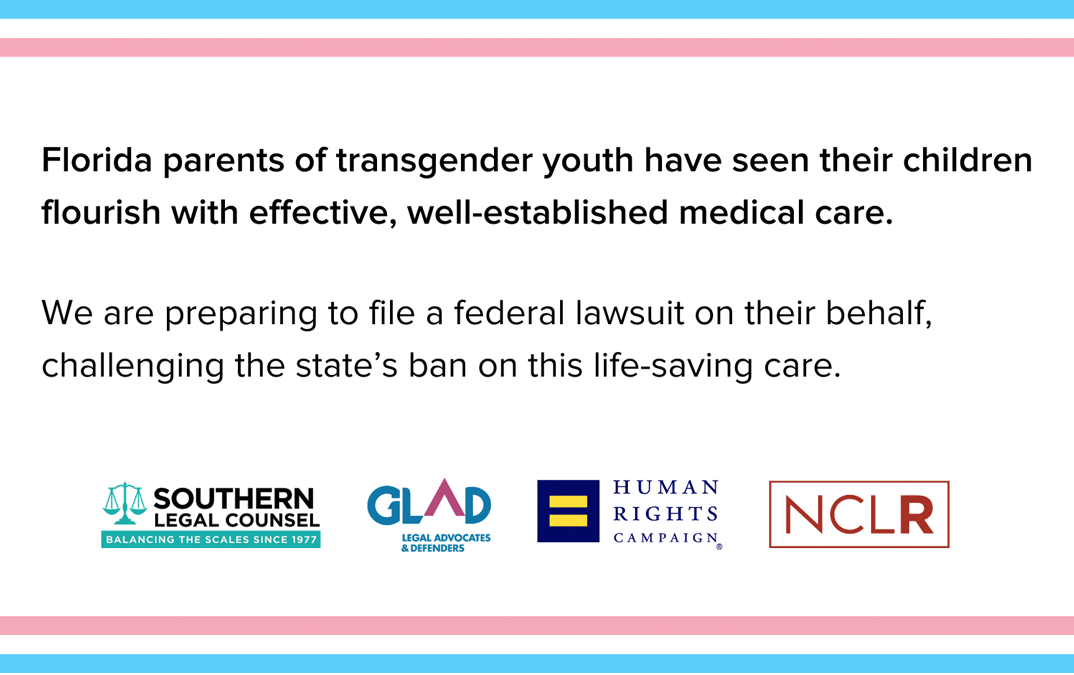 Florida Parents Announce Lawsuit Challenging State Ban on Essential Medical Care for Transgender Children