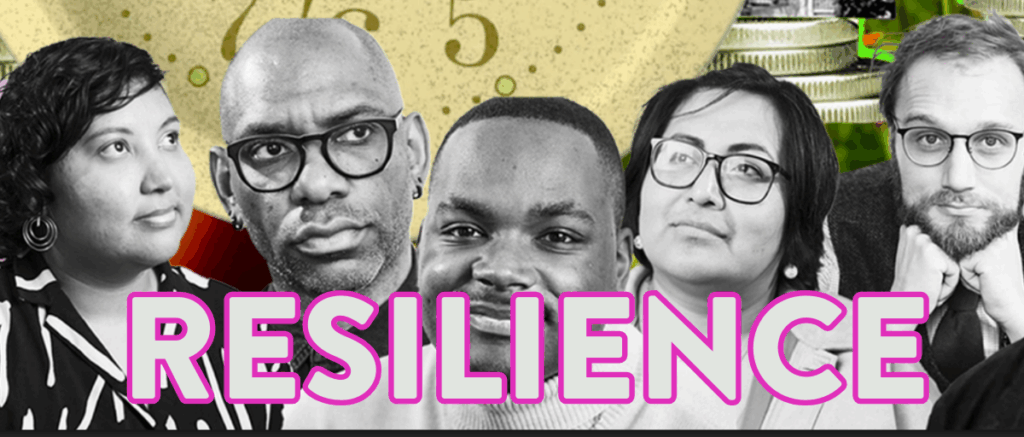 Resilience. 

People from the film, We Are Abundant, is the background of the graphic.